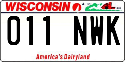 WI license plate 011NWK
