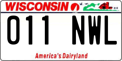 WI license plate 011NWL