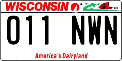 WI license plate 011NWN