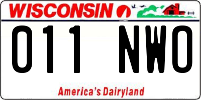 WI license plate 011NWO