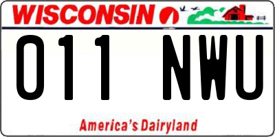 WI license plate 011NWU