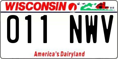 WI license plate 011NWV