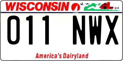 WI license plate 011NWX
