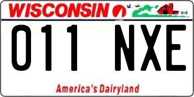 WI license plate 011NXE