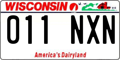 WI license plate 011NXN