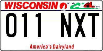 WI license plate 011NXT