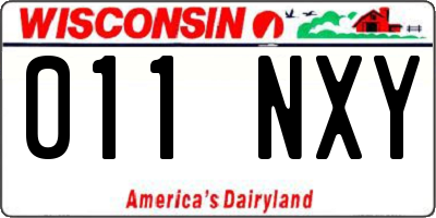 WI license plate 011NXY