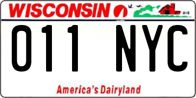 WI license plate 011NYC