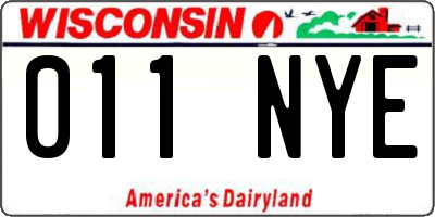 WI license plate 011NYE