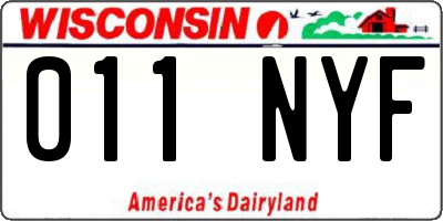 WI license plate 011NYF