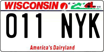 WI license plate 011NYK