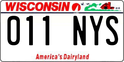WI license plate 011NYS