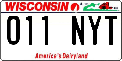 WI license plate 011NYT