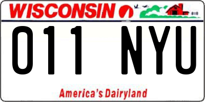 WI license plate 011NYU