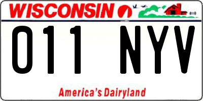 WI license plate 011NYV