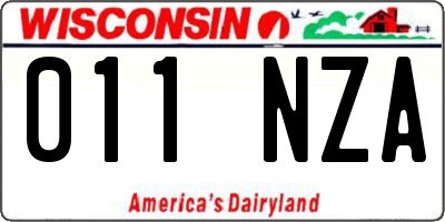 WI license plate 011NZA