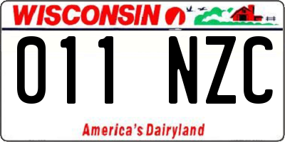 WI license plate 011NZC