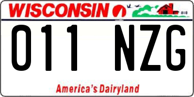 WI license plate 011NZG