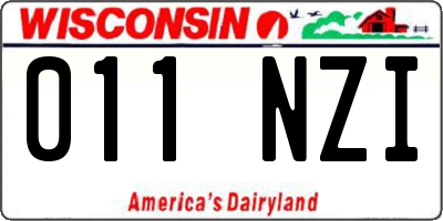 WI license plate 011NZI