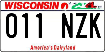 WI license plate 011NZK
