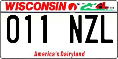 WI license plate 011NZL