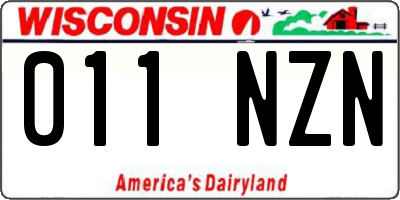 WI license plate 011NZN