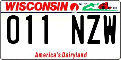 WI license plate 011NZW