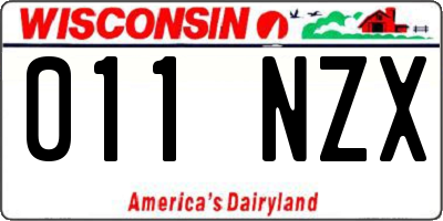 WI license plate 011NZX