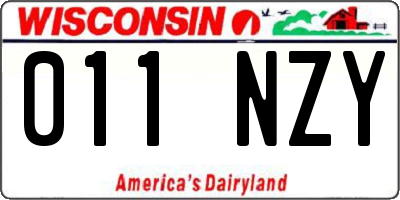 WI license plate 011NZY