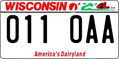 WI license plate 011OAA
