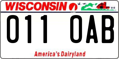 WI license plate 011OAB