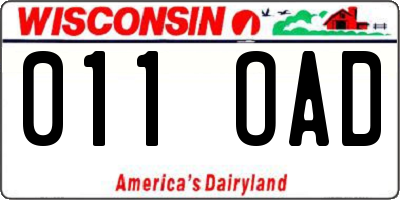 WI license plate 011OAD