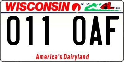 WI license plate 011OAF