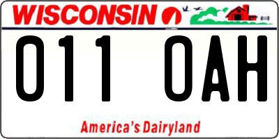WI license plate 011OAH