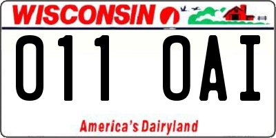 WI license plate 011OAI
