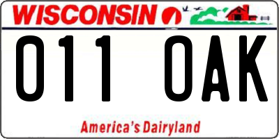 WI license plate 011OAK