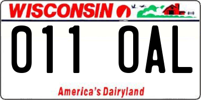 WI license plate 011OAL
