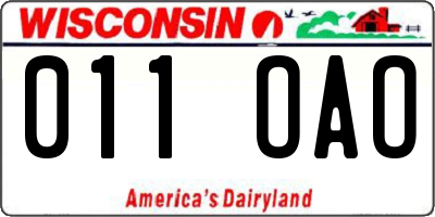 WI license plate 011OAO