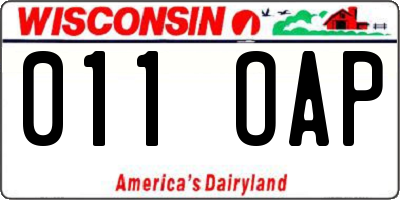 WI license plate 011OAP