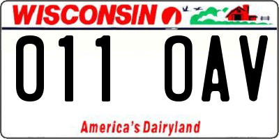 WI license plate 011OAV