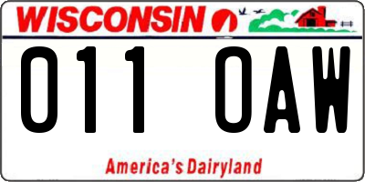 WI license plate 011OAW