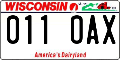 WI license plate 011OAX