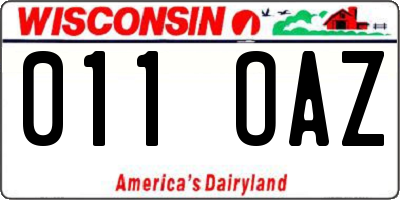 WI license plate 011OAZ
