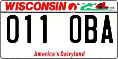 WI license plate 011OBA