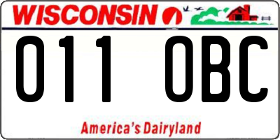 WI license plate 011OBC