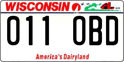 WI license plate 011OBD