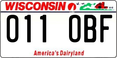 WI license plate 011OBF