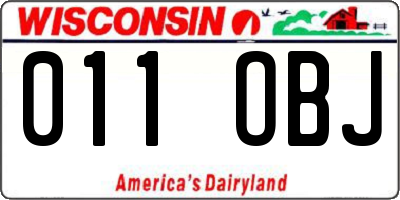 WI license plate 011OBJ