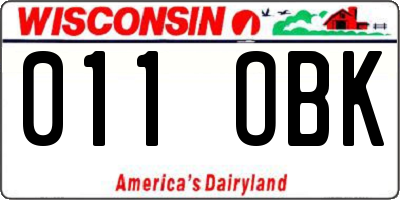 WI license plate 011OBK