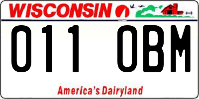 WI license plate 011OBM